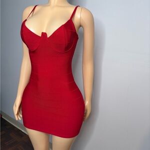 Curve-Enhancing Red Bustier Mini Dress